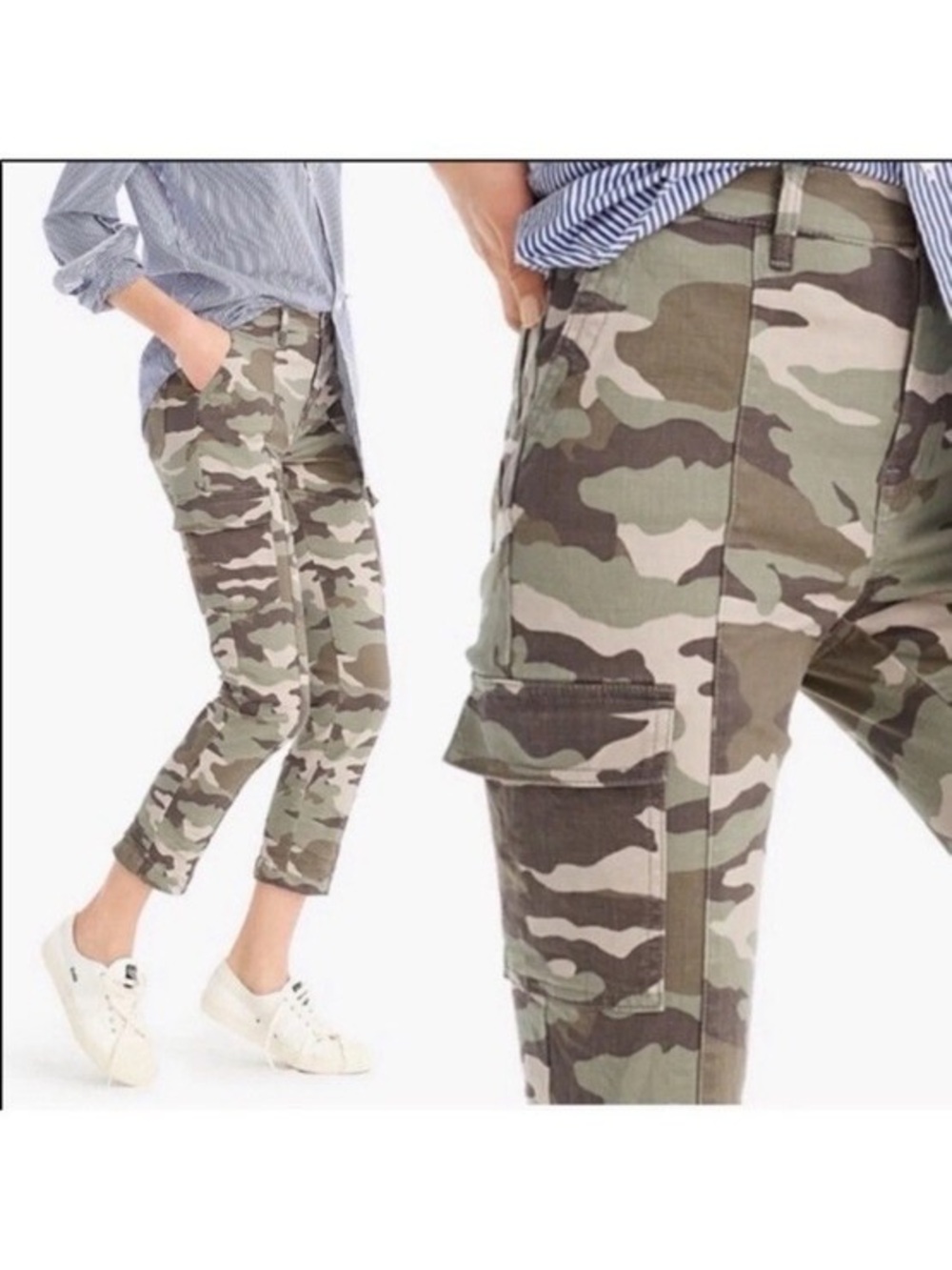 J. Crew Women's Vintage Straight Cargo Pants in Camo